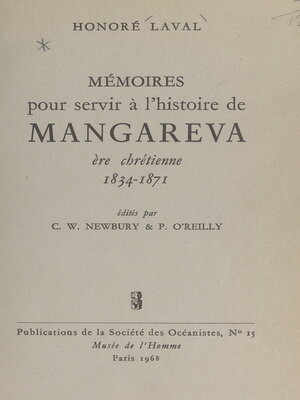 cover image of Mémoires pour servir à l'histoire de Mangareva